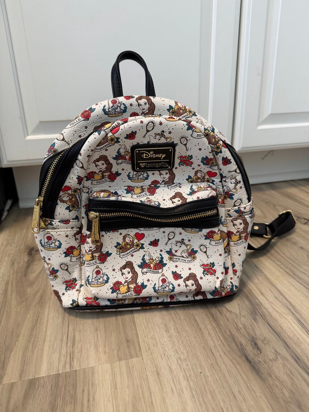 Beauty and the Beast Mini Backpack Loungefly Disney Heart Design Tattoo Style